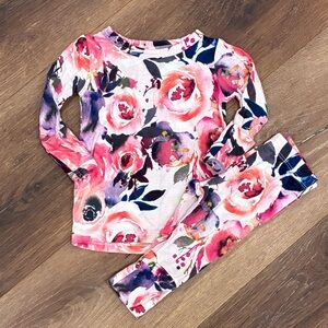 Posh Peanut Floral Bamboo Two Piece Matching Set Spring Outfit Lounger 0-3m